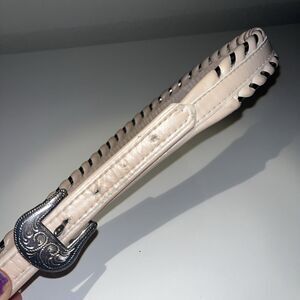 Fisher Pink Leather Belt Metal Silver Inlay Kids Belt Waist 26” Cowgirl Western